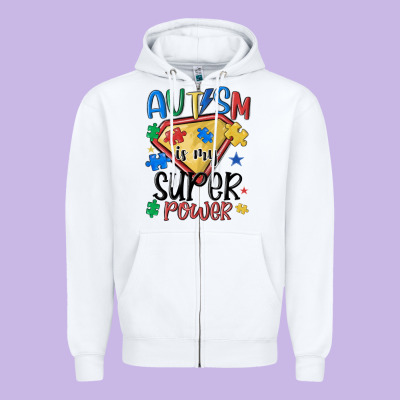 Autism Is My Super Power Zipper Hoodie Designed By Maliassmallbusiness