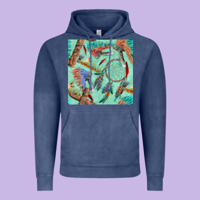 Pipe Tomahawk Dreamcatcher Headdress Seamless Patt Vintage Hoodie Designed By Fadigitalartstudio