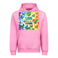 Fuchsia Pink love has no gender Urban Hoodie - TumblerDesignByShophia
