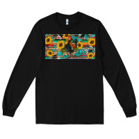 Black western coop animals rooster sunflowers cowhide wooden serape glitter Long Sleeve Tee - Artiststas