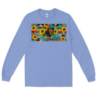 Colony Blue western coop animals rooster sunflowers cowhide wooden serape glitter Long Sleeve Tee - Artiststas