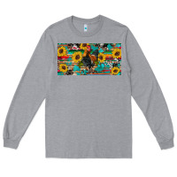 Heather Grey western coop animals rooster sunflowers cowhide wooden serape glitter Long Sleeve Tee - Artiststas