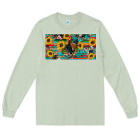 Matcha western coop animals rooster sunflowers cowhide wooden serape glitter Long Sleeve Tee - Artiststas