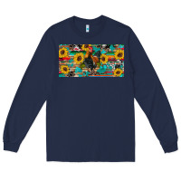 Navy western coop animals rooster sunflowers cowhide wooden serape glitter Long Sleeve Tee - Artiststas
