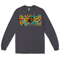 Smoke western coop animals rooster sunflowers cowhide wooden serape glitter Long Sleeve Tee - Artiststas