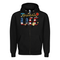Black dispatcher life Zipper Hoodie - MaliasSmallBusiness