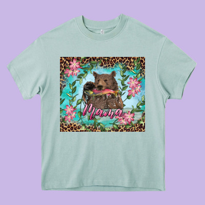 Heavy Core Tee mama bear haunting fish floral