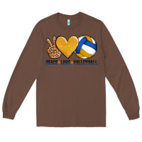 Chestnut peace love volleyball Long Sleeve Tee - AdoDesignShop