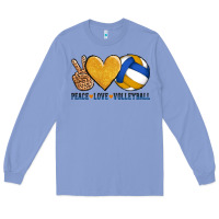 Colony Blue peace love volleyball Long Sleeve Tee - AdoDesignShop