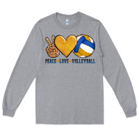 Heather Grey peace love volleyball Long Sleeve Tee - AdoDesignShop