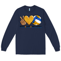 Navy peace love volleyball Long Sleeve Tee - AdoDesignShop