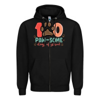Black 100 pawsome days of school Zipper Hoodie - MaliasSmallBusiness