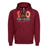 Burgundy 100 pawsome days of school Zipper Hoodie - MaliasSmallBusiness