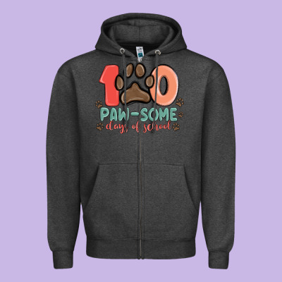 100 Pawsome Days Of School Zipper Hoodie Designed By Maliassmallbusiness