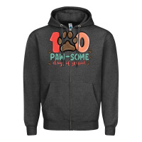 Charcoal Heather 100 pawsome days of school Zipper Hoodie - MaliasSmallBusiness