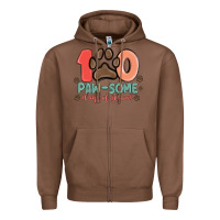 Chestnut 100 pawsome days of school Zipper Hoodie - MaliasSmallBusiness
