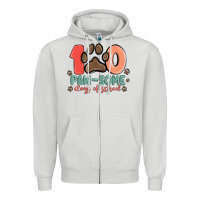 Dove Grey 100 pawsome days of school Zipper Hoodie - MaliasSmallBusiness