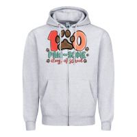 Heather Grey 100 pawsome days of school Zipper Hoodie - MaliasSmallBusiness