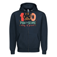 Navy 100 pawsome days of school Zipper Hoodie - MaliasSmallBusiness