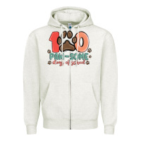 Oatmeal Heather 100 pawsome days of school Zipper Hoodie - MaliasSmallBusiness