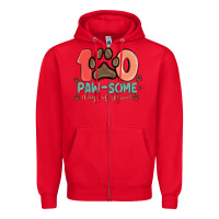 Red 100 pawsome days of school Zipper Hoodie - MaliasSmallBusiness