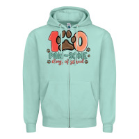 Seafoam 100 pawsome days of school Zipper Hoodie - MaliasSmallBusiness