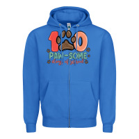 True Royal 100 pawsome days of school Zipper Hoodie - MaliasSmallBusiness