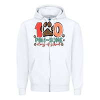 White 100 pawsome days of school Zipper Hoodie - MaliasSmallBusiness