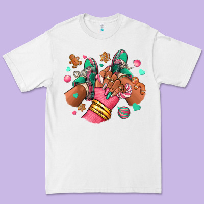 Premium Tee pink christmas black girl sneakers
