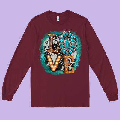 Love Western Long Sleeve Tee Designed By Adodesignshop