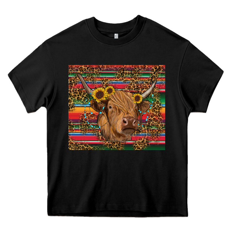 Serape Leopard Turquoise Sunflowers Cow Heavy Core Tee by RanaPortraitStore | Teevron
