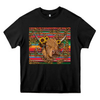 Black serape leopard turquoise sunflowers cow Heavy Core Tee - RanaPortraitStore