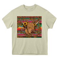 Mossy serape leopard turquoise sunflowers cow Heavy Core Tee - RanaPortraitStore