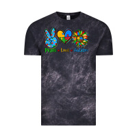 Cloud Black peace love autism Vintage Tee - AdoDesignShop