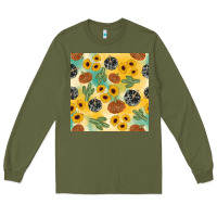 Army Green leopard pumpkin cactus sunflower seamless Long Sleeve Tee - AdoDesignShop