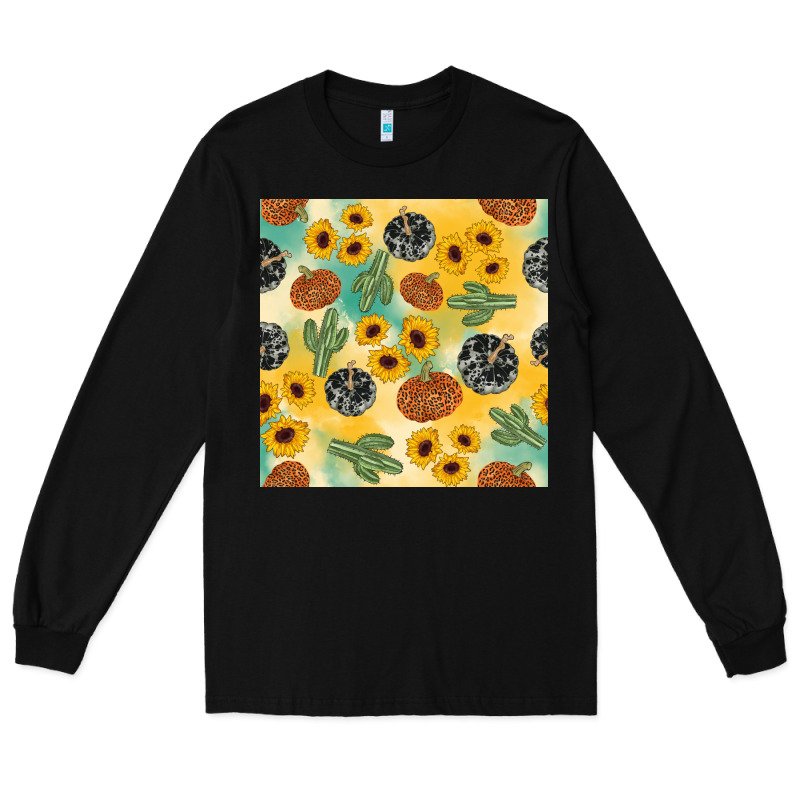 Leopard Pumpkin Cactus Sunflower Seamless Long Sleeve Tee by AdoDesignShop | Teevron