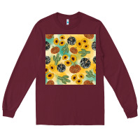 Burgundy leopard pumpkin cactus sunflower seamless Long Sleeve Tee - AdoDesignShop