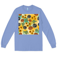 Colony Blue leopard pumpkin cactus sunflower seamless Long Sleeve Tee - AdoDesignShop