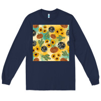 Navy leopard pumpkin cactus sunflower seamless Long Sleeve Tee - AdoDesignShop
