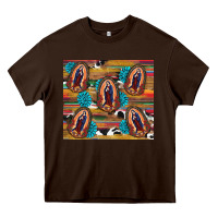Chocolate Brown serape gemstone glitter cowhide lady of guadalupe Heavy Core Tee - RanaPortraitStore