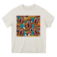 Cream serape gemstone glitter cowhide lady of guadalupe Heavy Core Tee - RanaPortraitStore