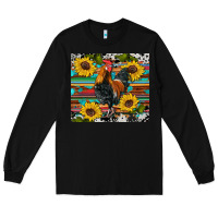 Black western coop animals rooster sunflowers cowhide wooden serape glitter Long Sleeve Tee - Artiststas