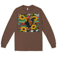 Chestnut western coop animals rooster sunflowers cowhide wooden serape glitter Long Sleeve Tee - Artiststas