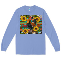 Colony Blue western coop animals rooster sunflowers cowhide wooden serape glitter Long Sleeve Tee - Artiststas