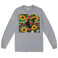 Heather Grey western coop animals rooster sunflowers cowhide wooden serape glitter Long Sleeve Tee - Artiststas