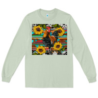 Matcha western coop animals rooster sunflowers cowhide wooden serape glitter Long Sleeve Tee - Artiststas