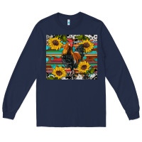 Navy western coop animals rooster sunflowers cowhide wooden serape glitter Long Sleeve Tee - Artiststas