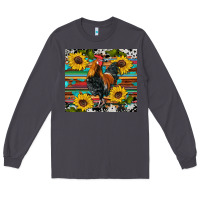 Smoke western coop animals rooster sunflowers cowhide wooden serape glitter Long Sleeve Tee - Artiststas