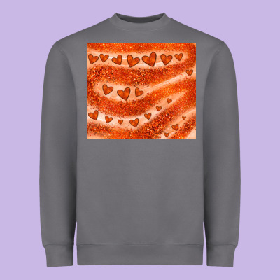 Orange Glitter Heart Heavyweight Sweatshirt Designed By Jahusdesignshop
