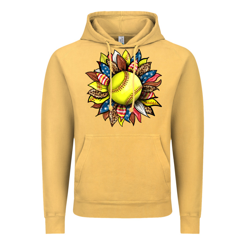 Softball Sunflower Vintage Hoodie by HRA Design Shop | Teevron